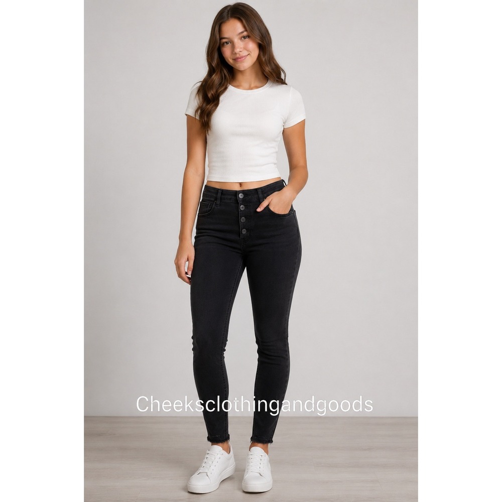 American Eagle Hi-Rise Jegging Crop Black Button Fly The Dream Jean 14‎ Long